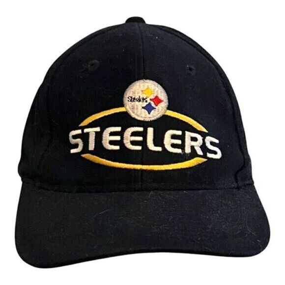 Vintage Logo 7 NFL Pittsburgh Steelers Black Embroidered Snapback. One Size - Picture 1 of 4